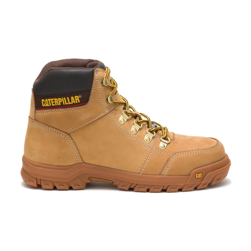 Caterpillar Outline Steel‎ Toe Mens Sz 13 Light Brown Work Boot Leather